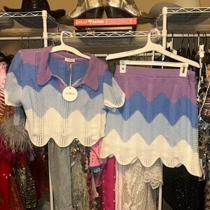 Two Piece Crochet Scalloped Skirt Set